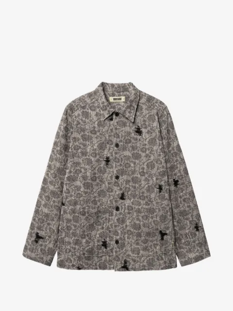 Woodbird Blade Rip distressed floral-print shirt jacket