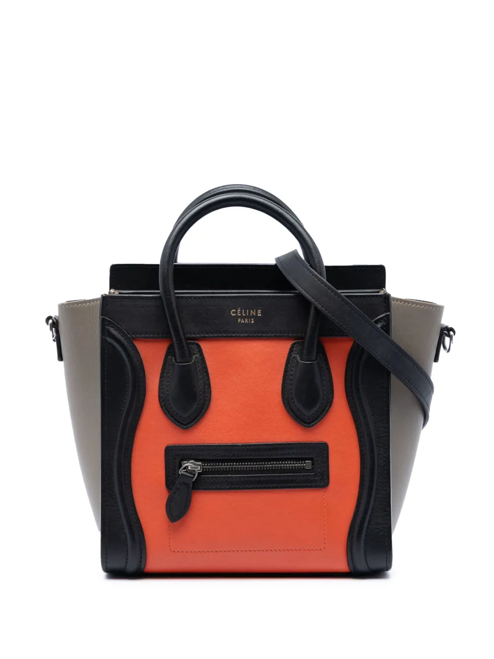 Celine Pre-Owned 2014 Nano Tricolor Leather Luggage Tote satchel - Orange