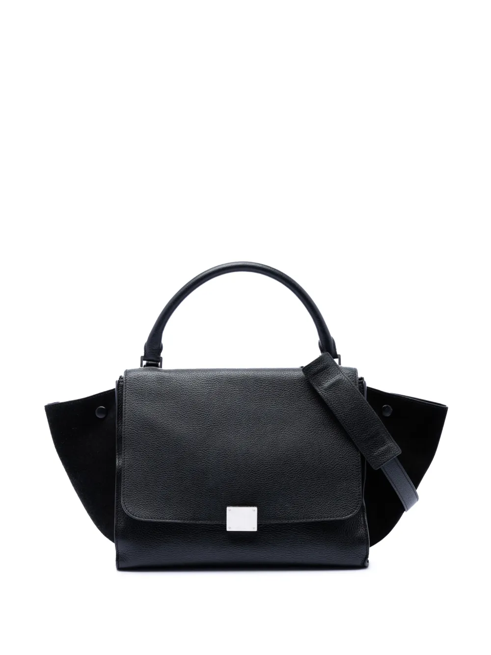 Celine Pre-Owned 2012 Medium Drummed Calfskin and Suede Trapeze satchel - Nero