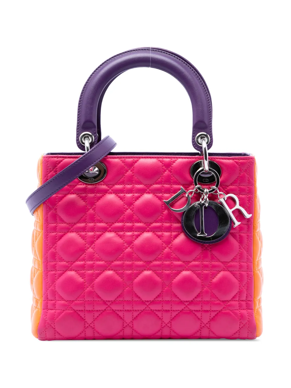 Christian Dior Pre-Owned 2011 Medium Tricolor Lambskin Cannage Lady Dior satchel - Pink