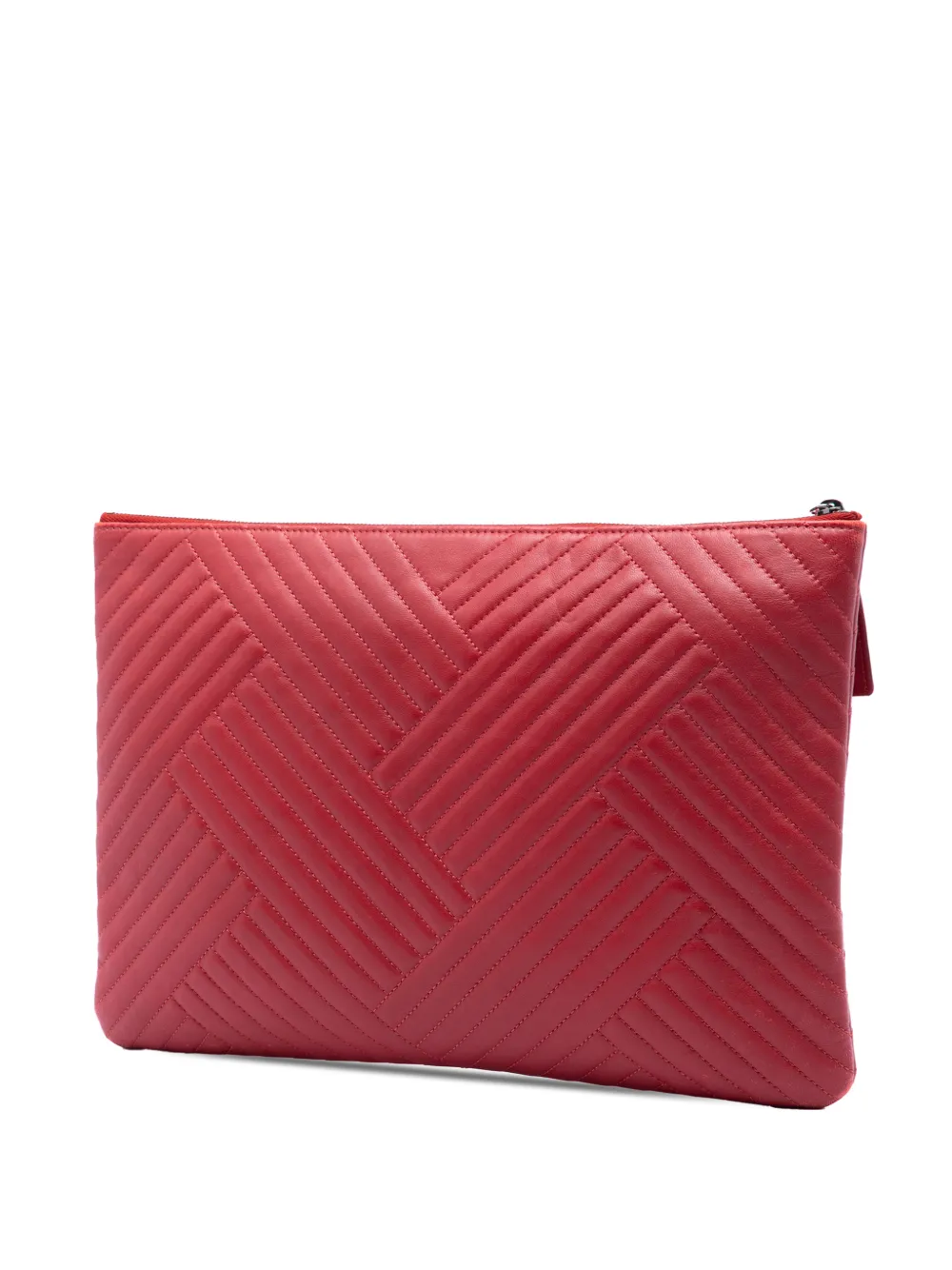  Chanel Pre-owned Bolso De Mano O Case Grande De Piel De Borrego Con Acolchado Diagonal 2015-2016 - Rojo 
