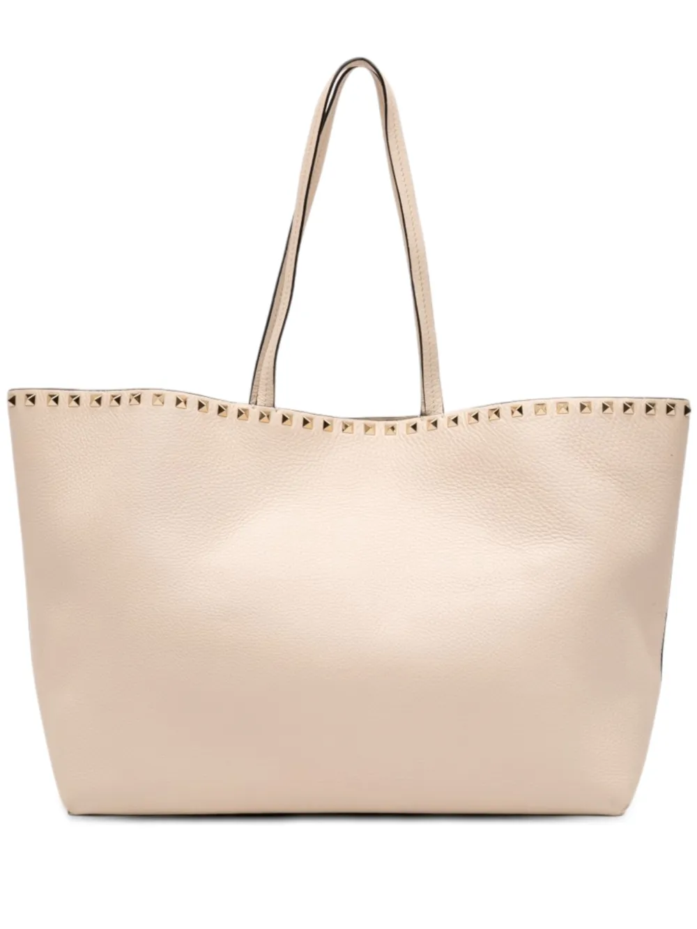Valentino Garavani Pre-Owned 2018-2026 Pebbled Calfskin Rockstud Shopper tote bag - Bianco