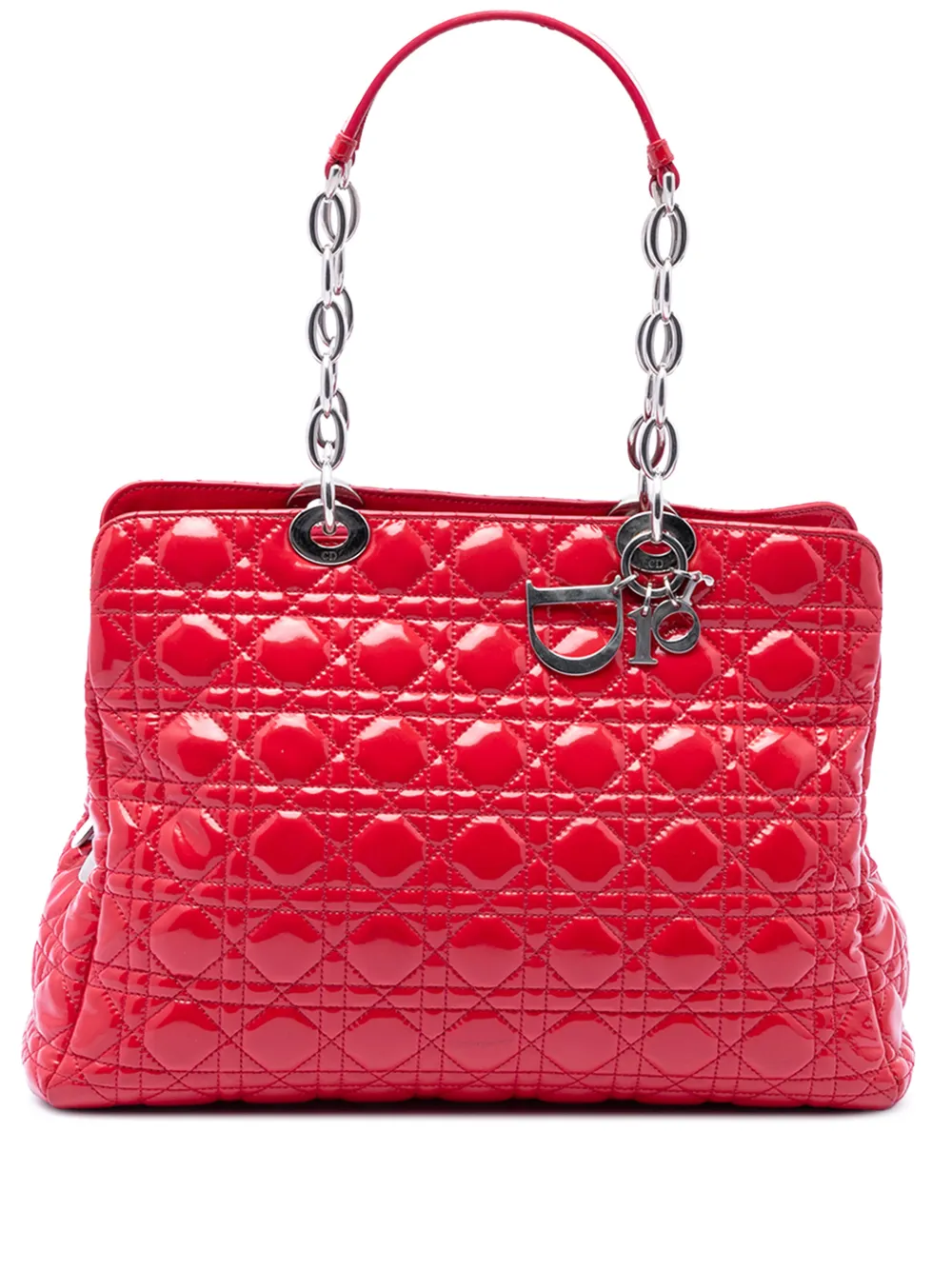 Christian Dior Pre-Owned 2013 Large Patent Cannage Lady Dior Soft Shopping tote bag - Rosso
