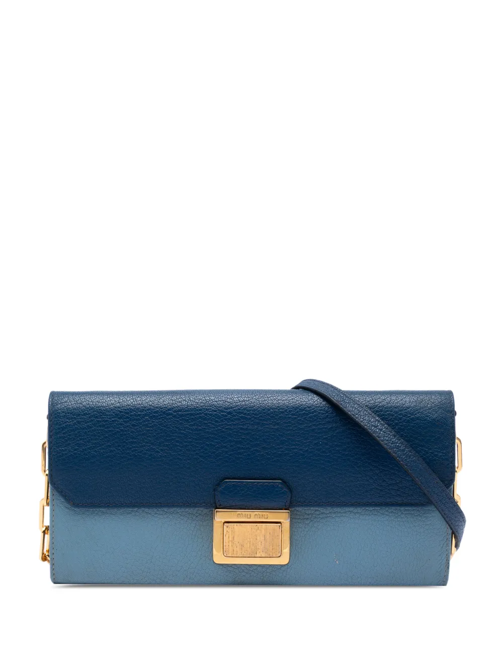 Miu Miu Pre-Owned 2010-2025 Bicolor Goatskin Madras Wallet on Chain crossbody bag - Blu