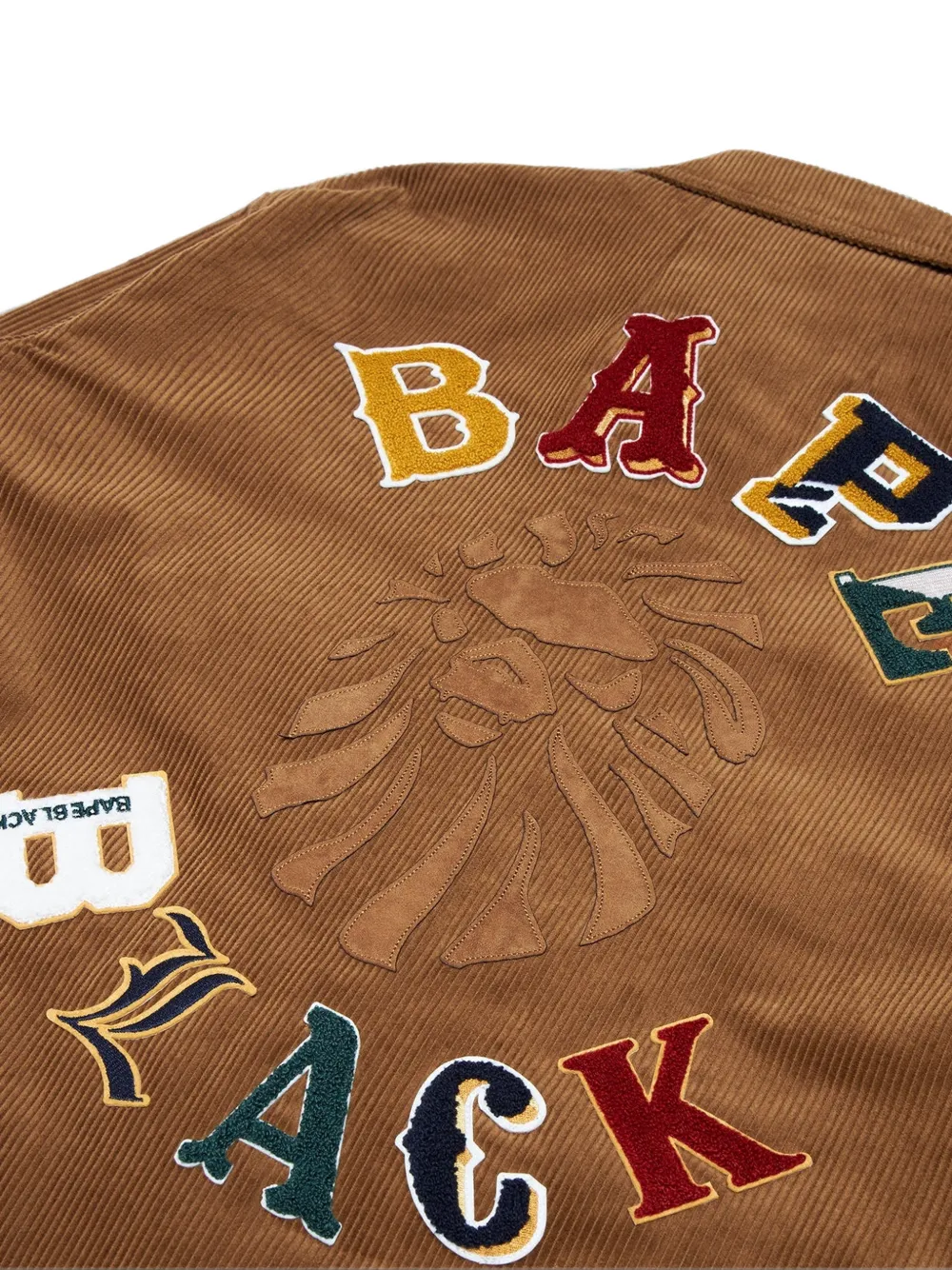 A BATHING APE Ribfluwelen jas met geborduurd logo Bruin