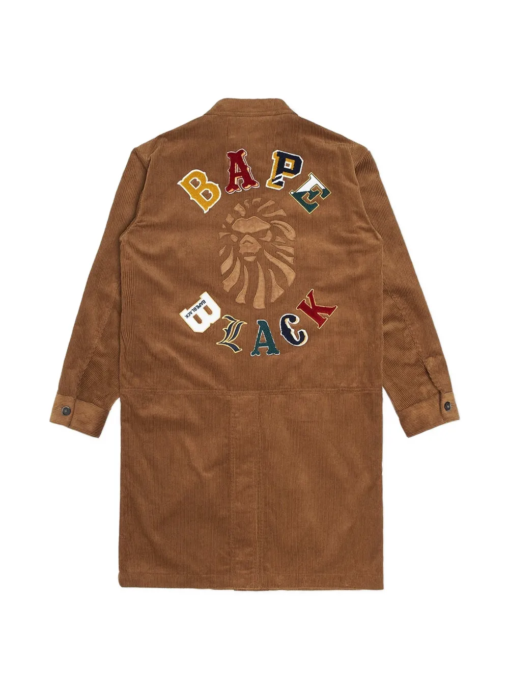A BATHING APE Ribfluwelen jas met geborduurd logo Bruin