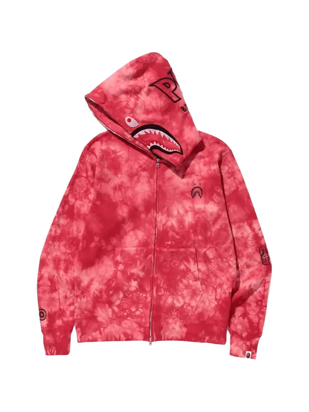 A BATHING APE Shark hoodie met tie-dye Rood