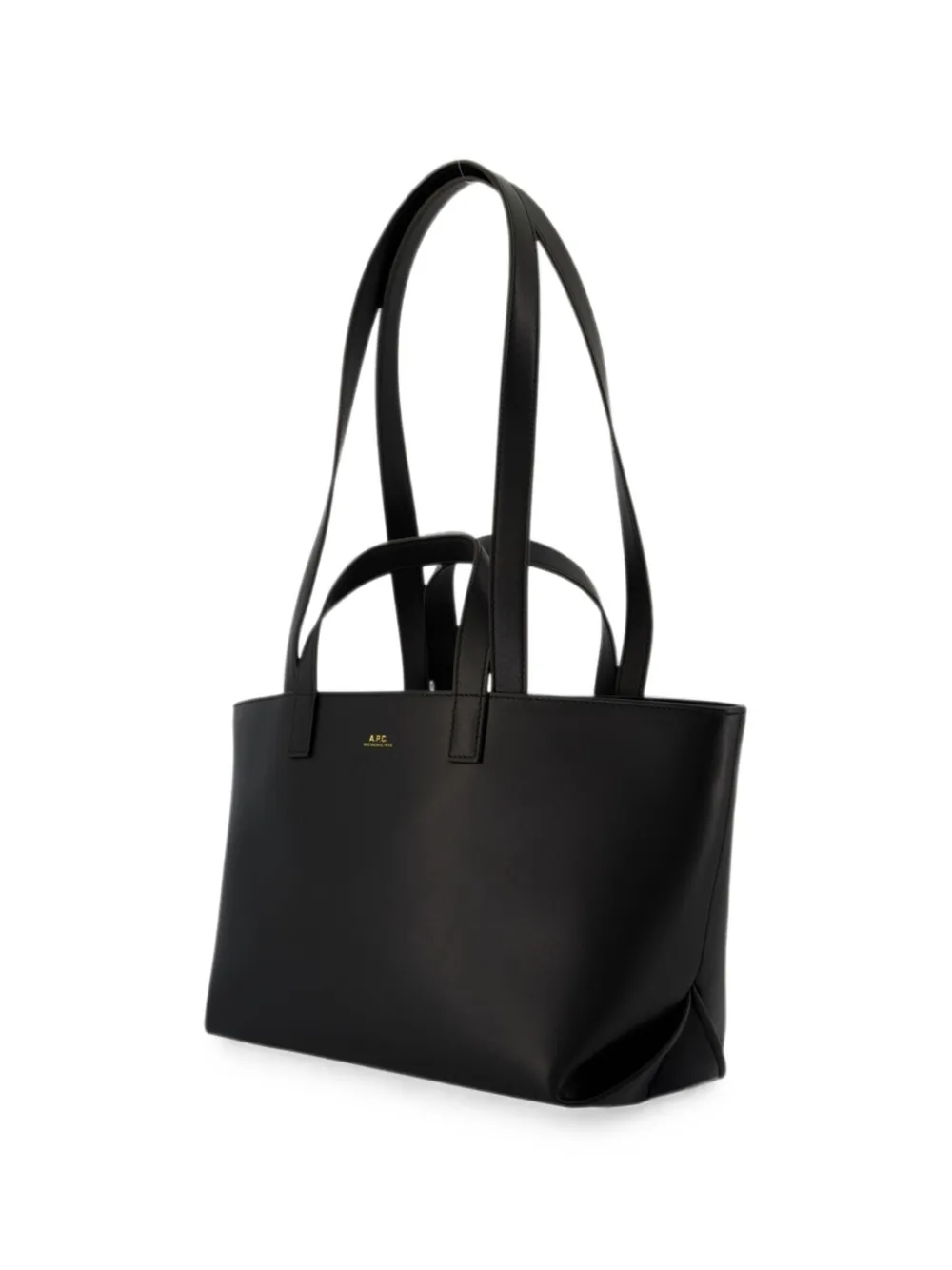 A.P.C. Leren shopper met logoprint Zwart