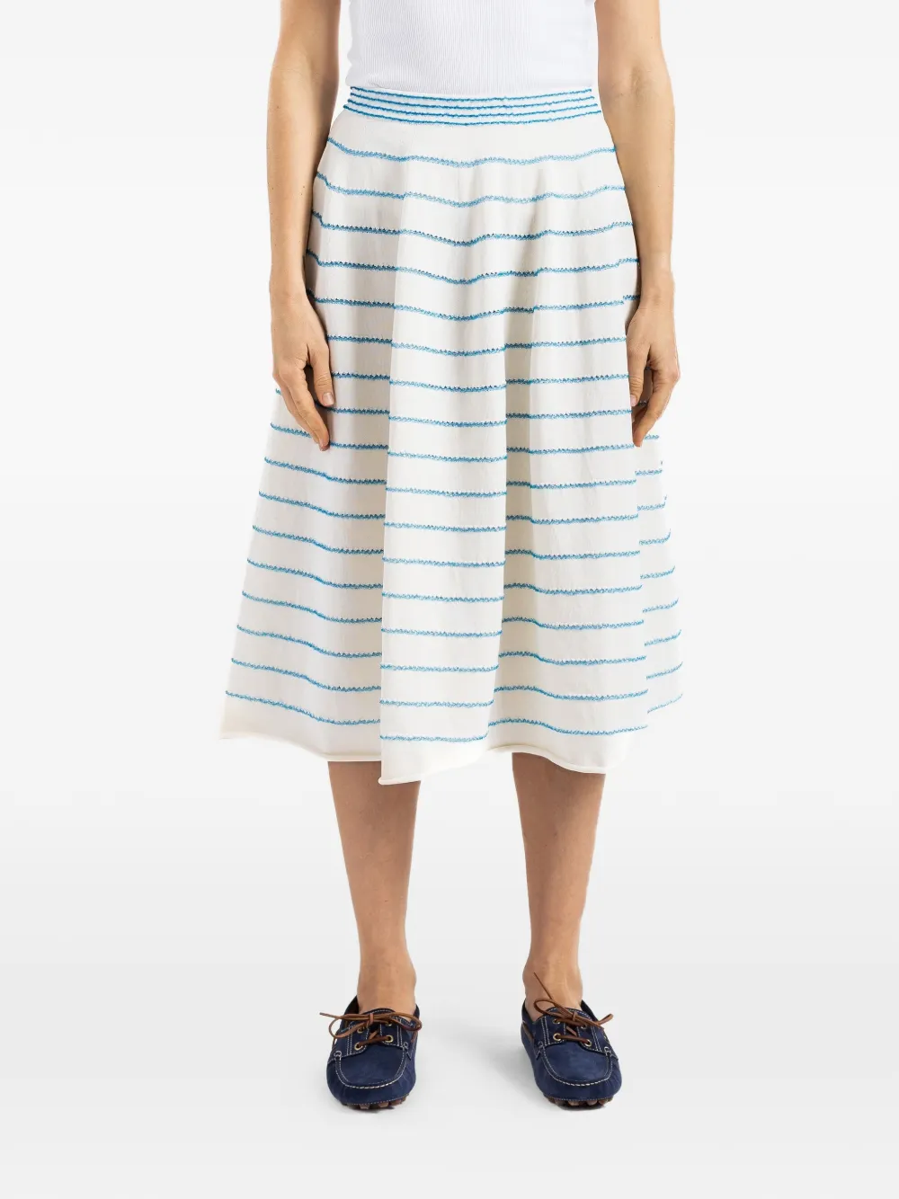 Bielo wavy-stripe knit midi skirt - Toni neutri