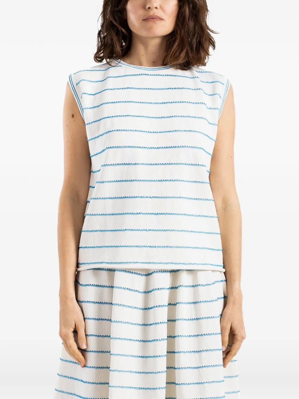 Bielo wavy-stripe knitted top - Weiß