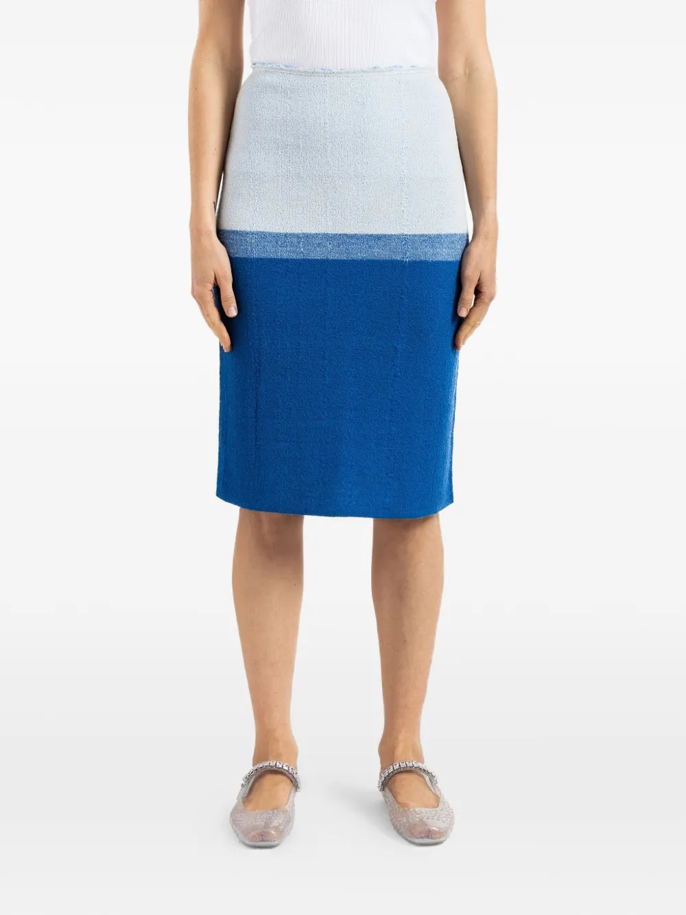 Bielo colour-block textured-knit skirt - Blu