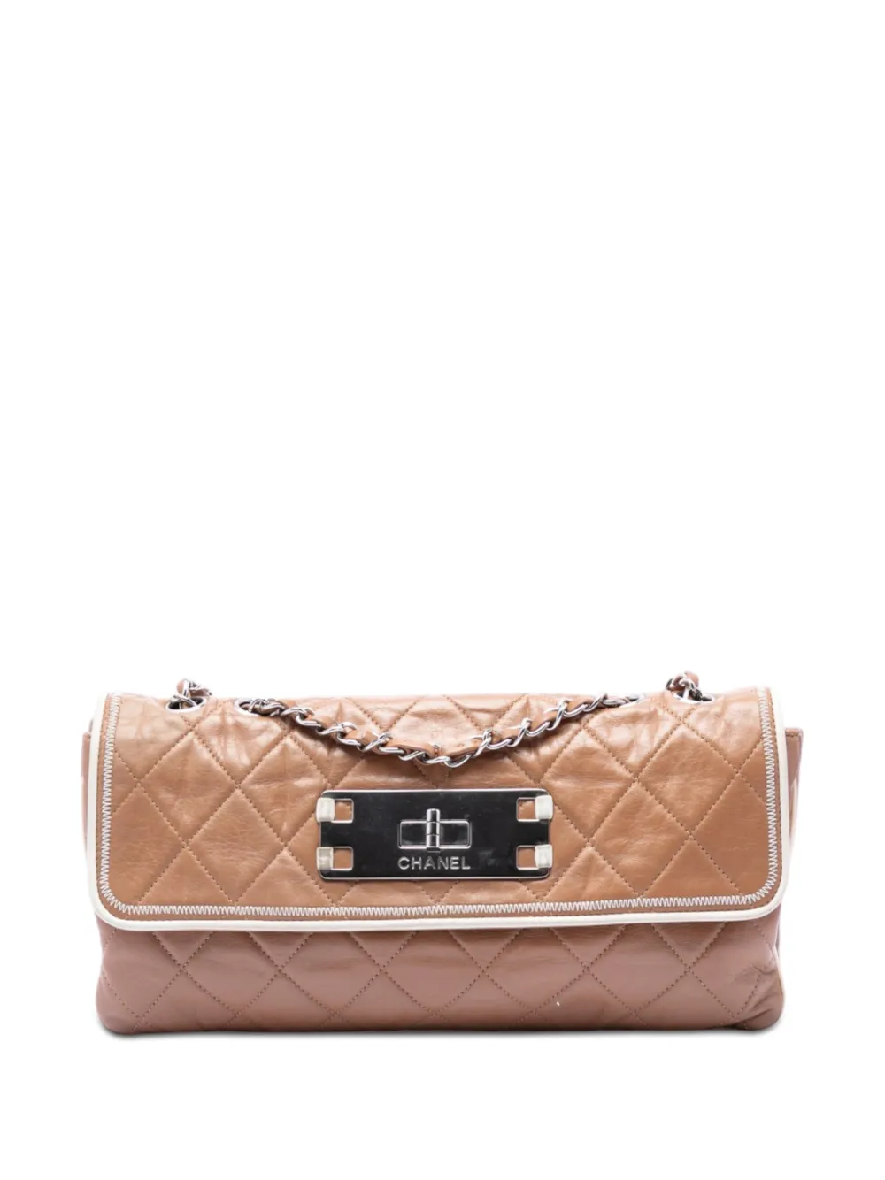 CHANEL Pre-Owned 2008-2009 Quilted Aged Lambskin Reissue 2.55 East West Flap shoulder bag - Marrone
