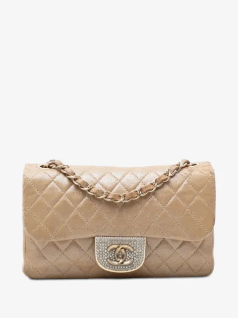 CHANEL Pre-Owned 2014-2015 Small Quilted Iridescent Lambskin Pearl CC Crystal Flap crossbody bag