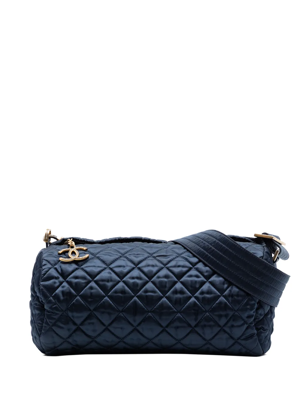 CHANEL Pre-Owned 2018-2019 CC Quilted Nylon Crystal Barrel crossbody bag - Blu