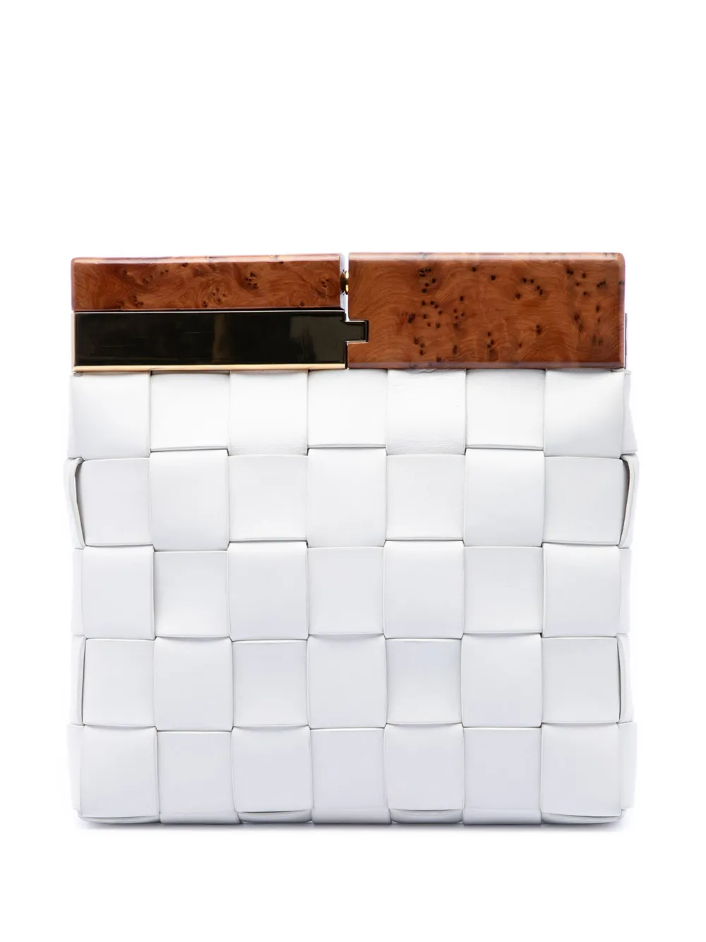 Bottega Veneta Pre-Owned 2020-2026 Lambskin Maxi Intrecciato The Snap clutch bag - White