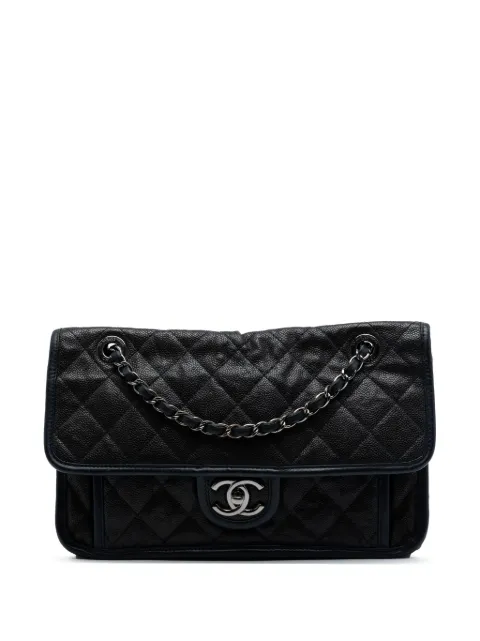 CHANEL Pre-Owned sac porté épaule French Riviera Flap médium en cuir Caviar (2013-2014)