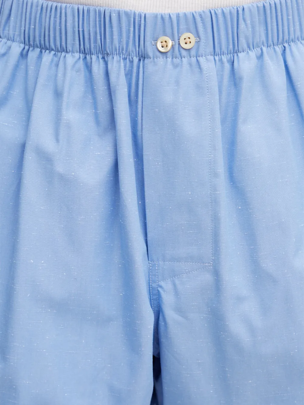 Wales Bonner Sunday shorts met elastische tailleband en geborduurd logo Blauw
