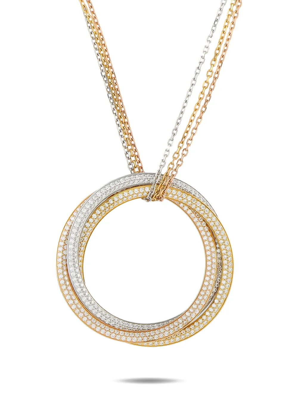 Pre-owned Cartier Trinity Diamond Necklace In Gold
