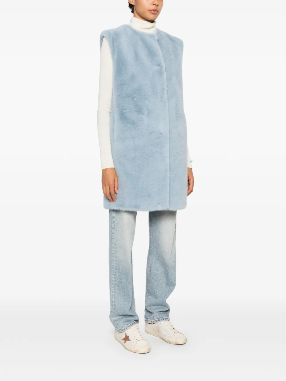 Herno Mouwloze jas met ronde hals Blauw