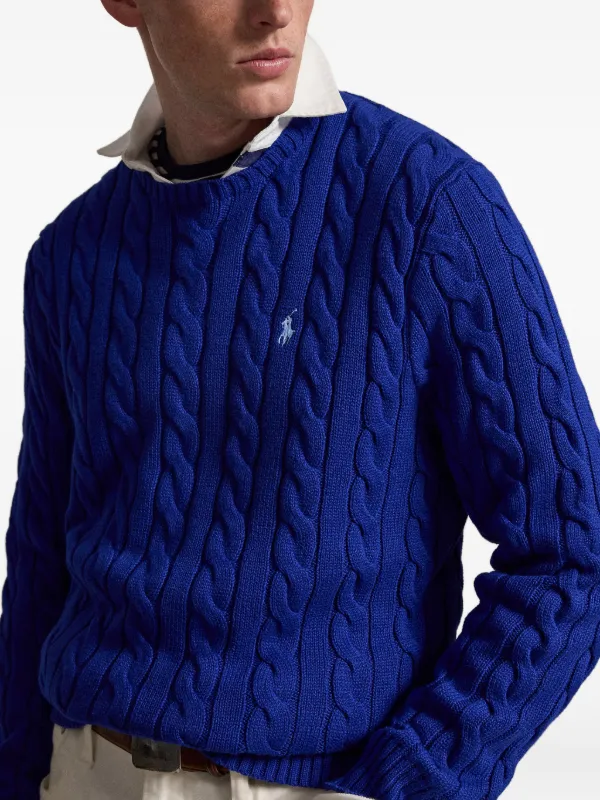 Polo Ralph Lauren cable-knit Pony Sweater | Blue | FARFETCH