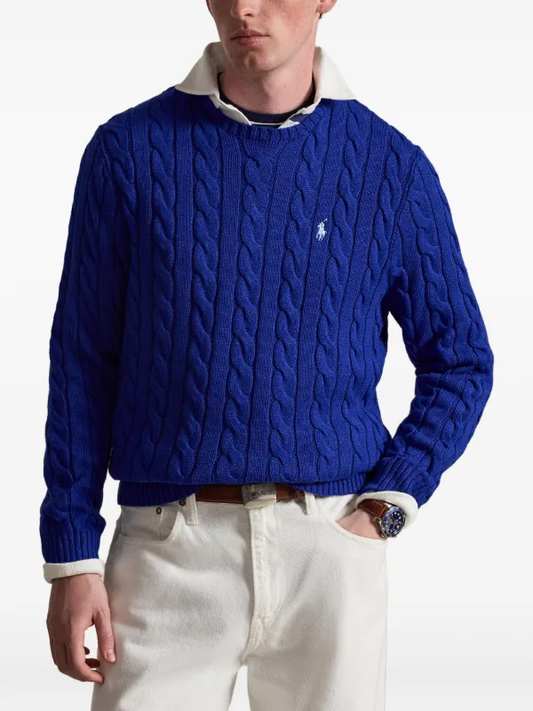 Polo Ralph Lauren ケーブルニットセーター 青 Polo Ralph Lauren Pony ケーブルニット セーター | ブルー | FARFETCH JP
