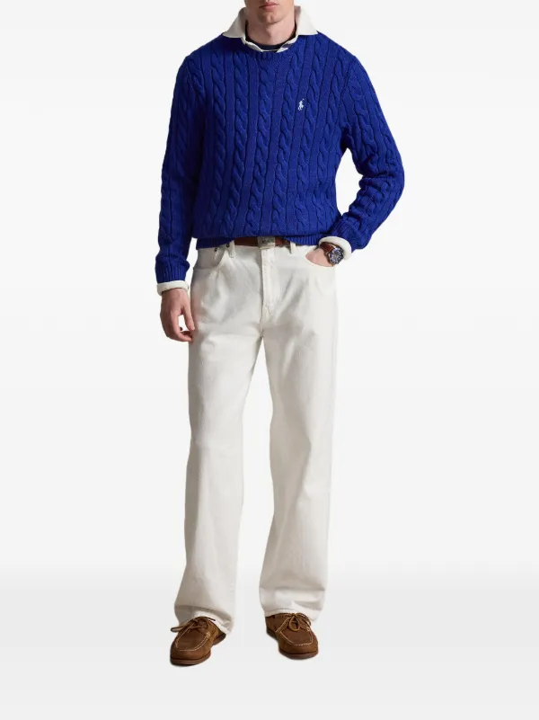 Polo Ralph Lauren ケーブルニット セーター ブルー Polo Ralph Lauren Pony ケーブルニット セーター | ブルー | FARFETCH JP