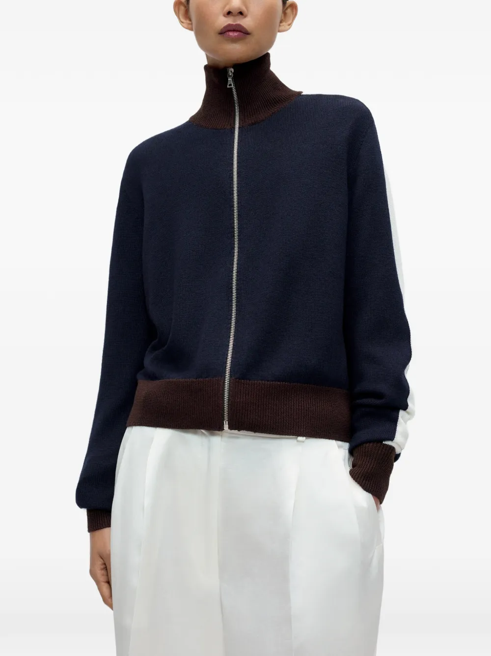 Cordera Zip-up Colour-block Cardigan In Blue