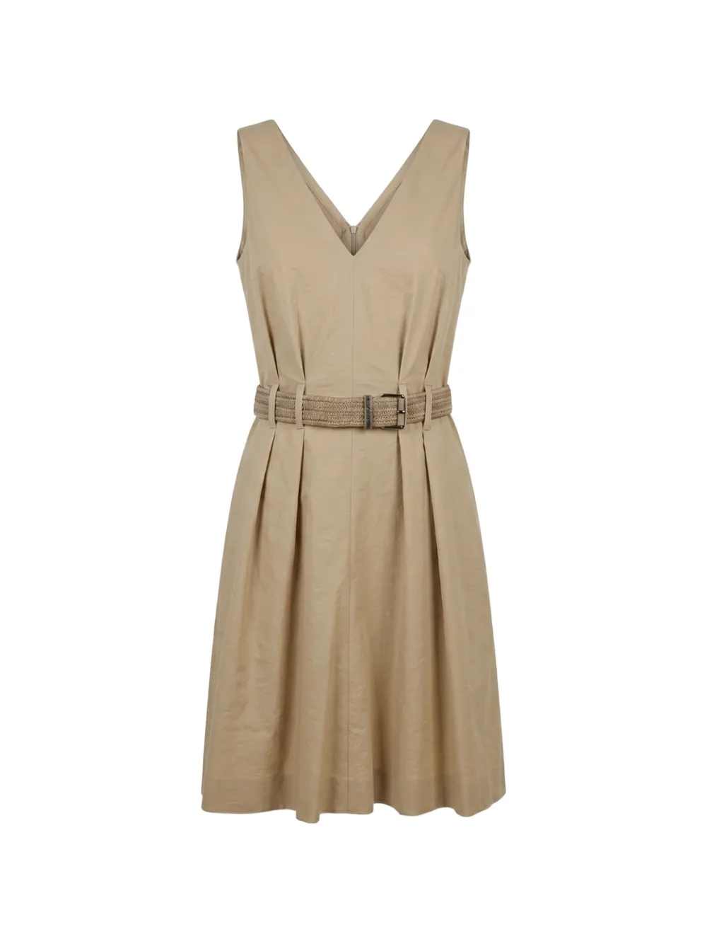 Brunello Cucinelli belted pleated mini dress - Toni neutri