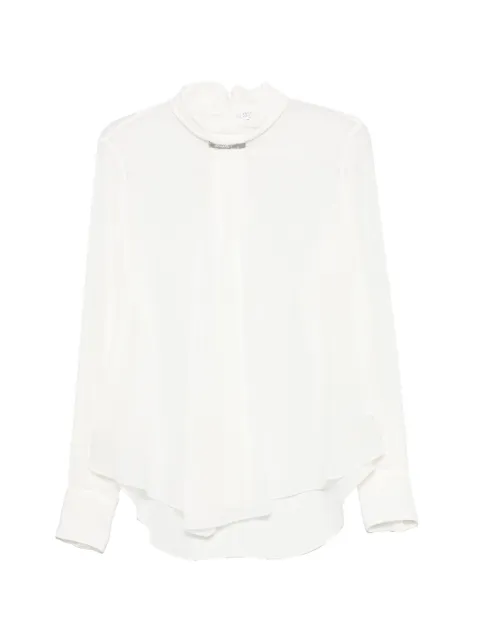 Brunello Cucinelli Blusa de seda com aplicação Monili