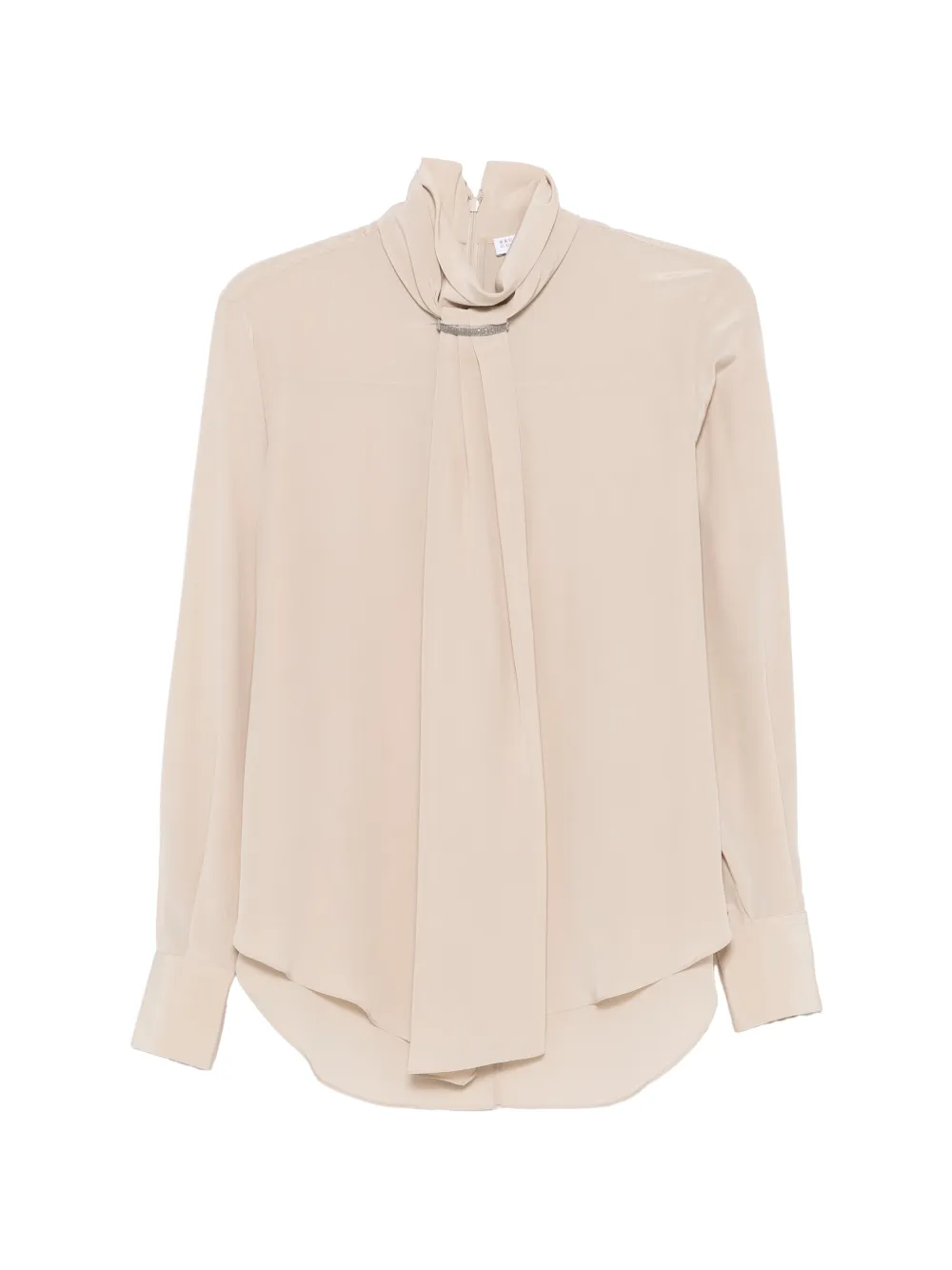 Brunello Cucinelli Monili-embellished high-neck blouse - Toni neutri