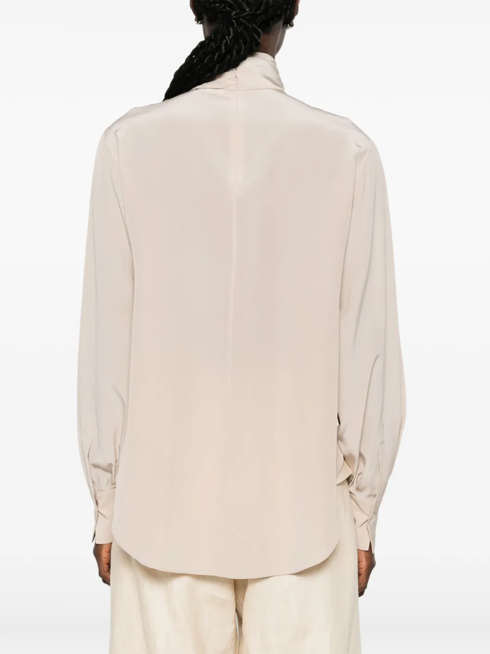 Brunello Cucinelli Blouse met hoge hals en Monili-verfraaiing Beige