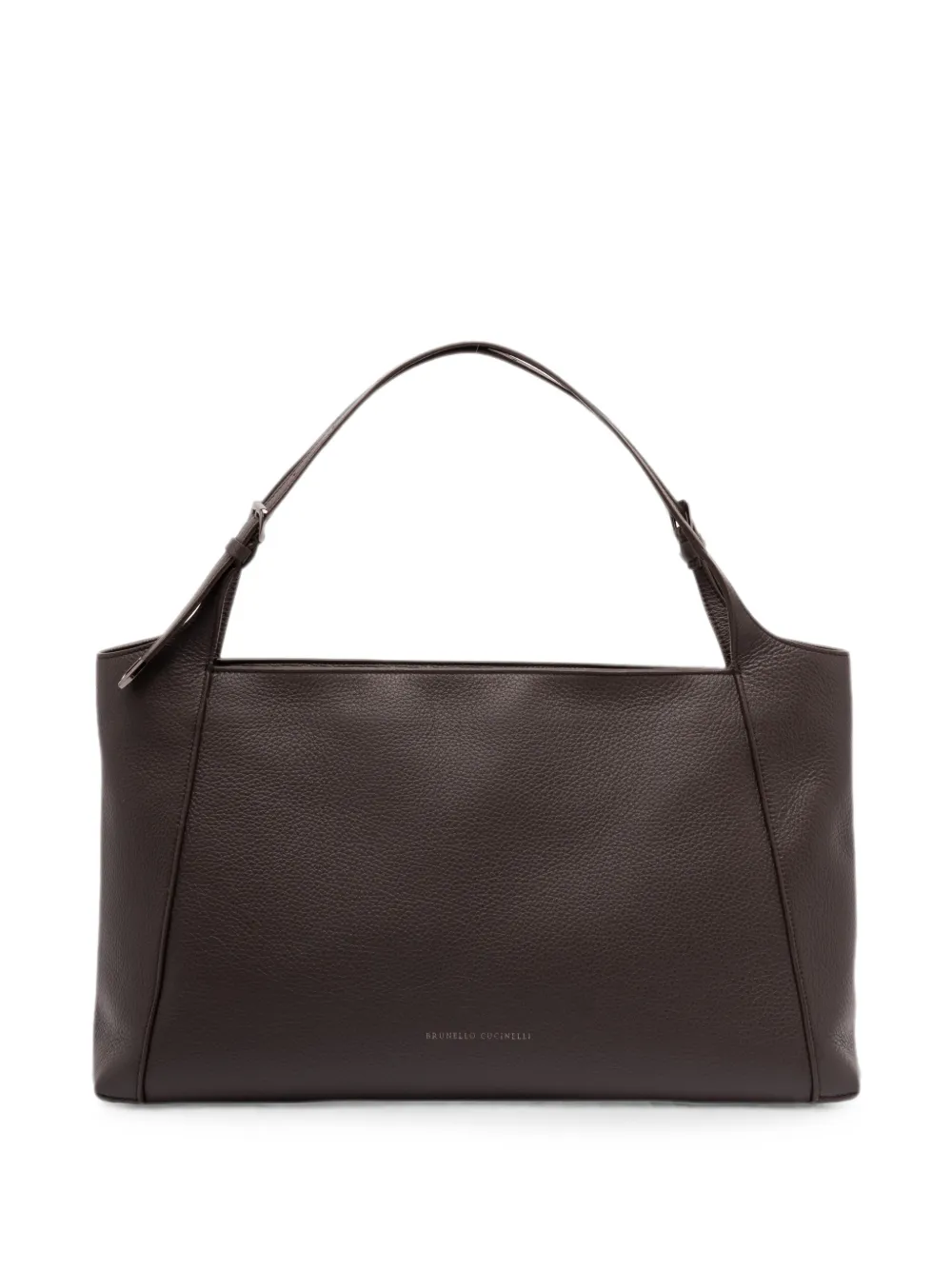 Brunello Cucinelli grainy leather shoulder bag - Marrone