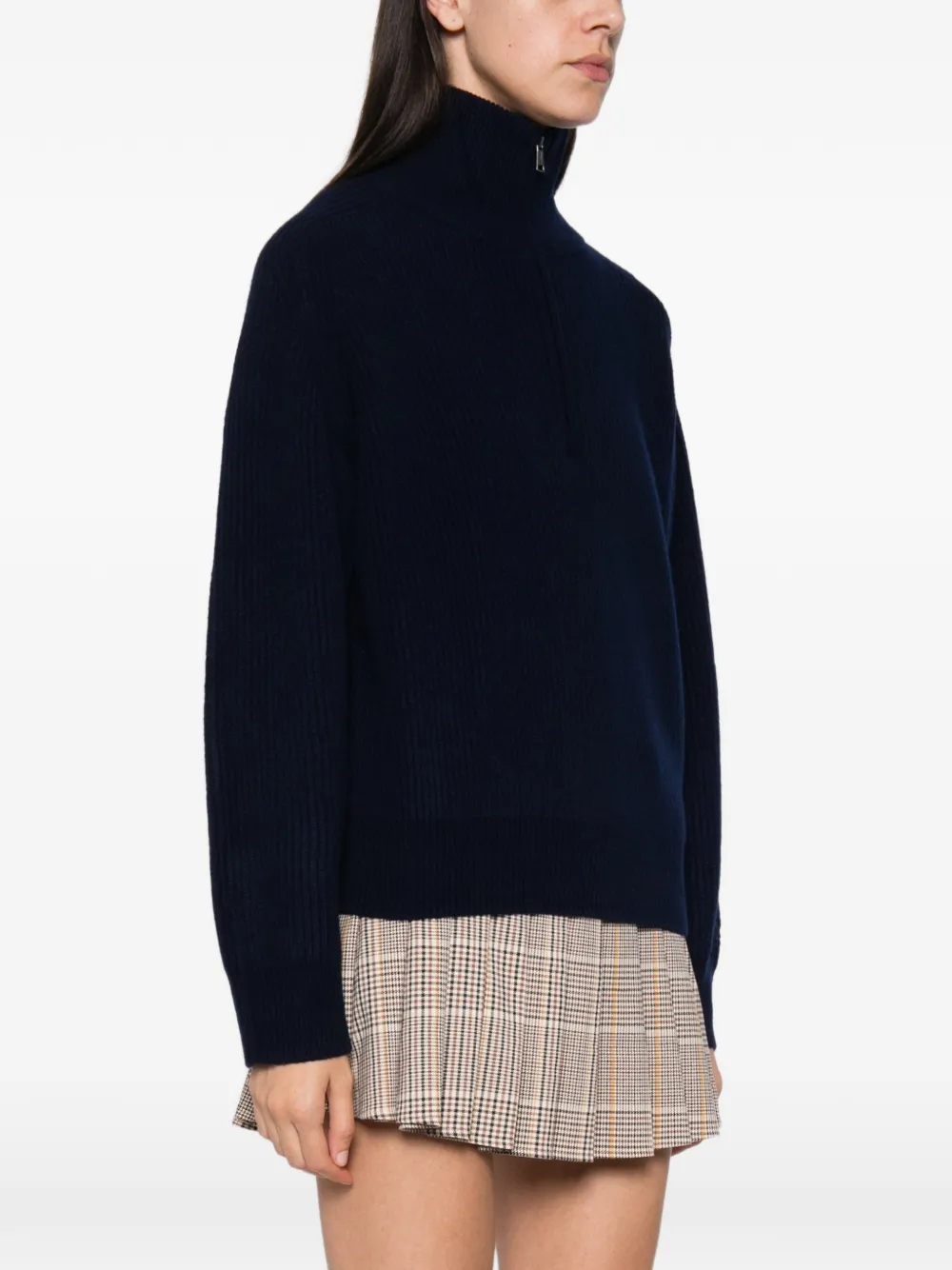 MC2 Saint Barth ribbed-knit half-zip sweater Blauw