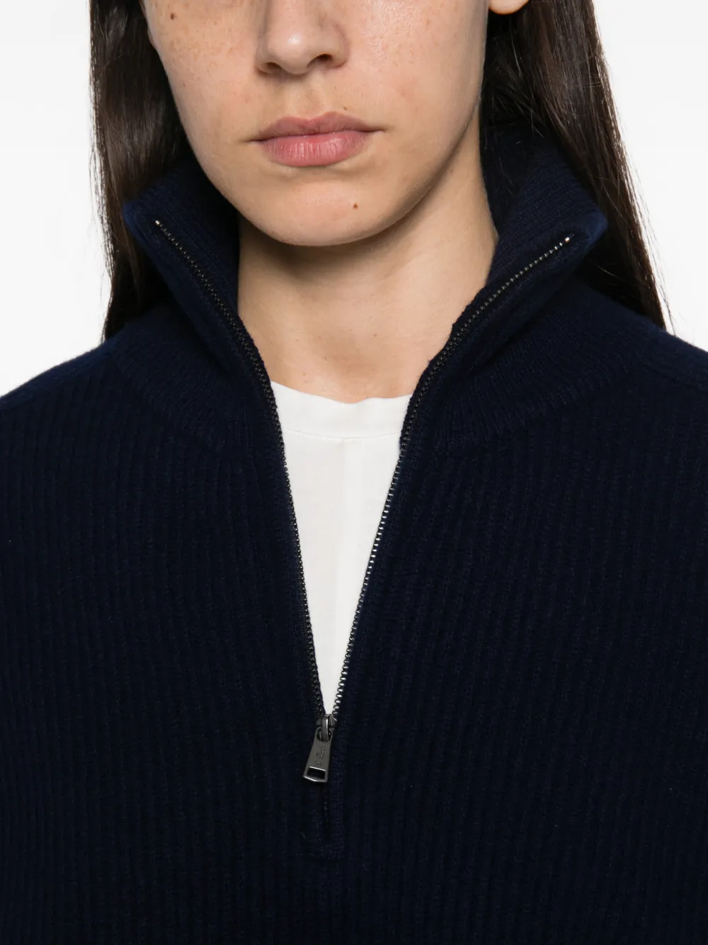MC2 Saint Barth ribbed-knit half-zip sweater Blauw