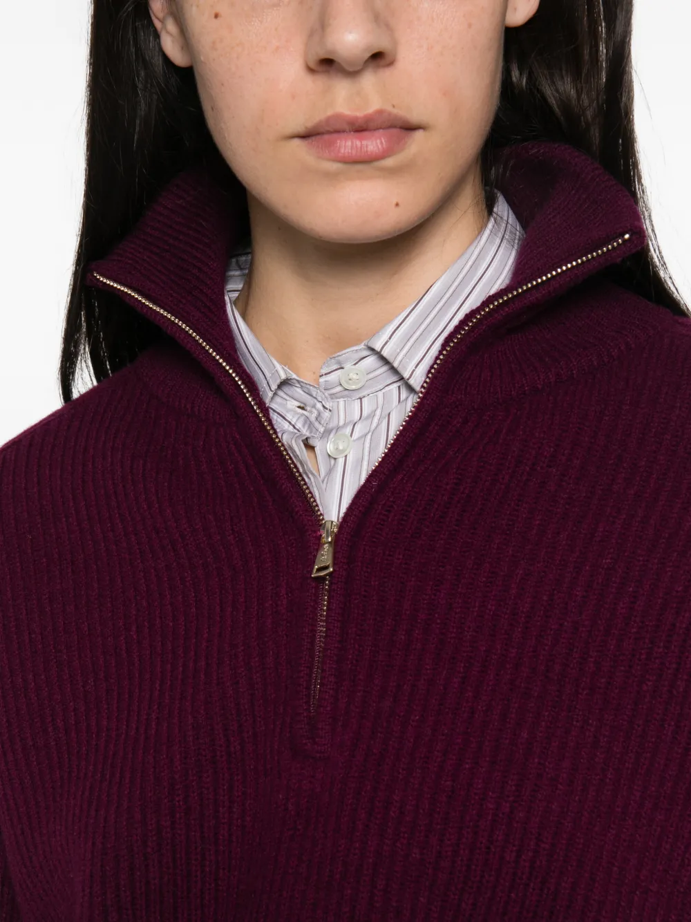 MC2 Saint Barth Isalyn ribbed-knit quarter-zip sweater Rood