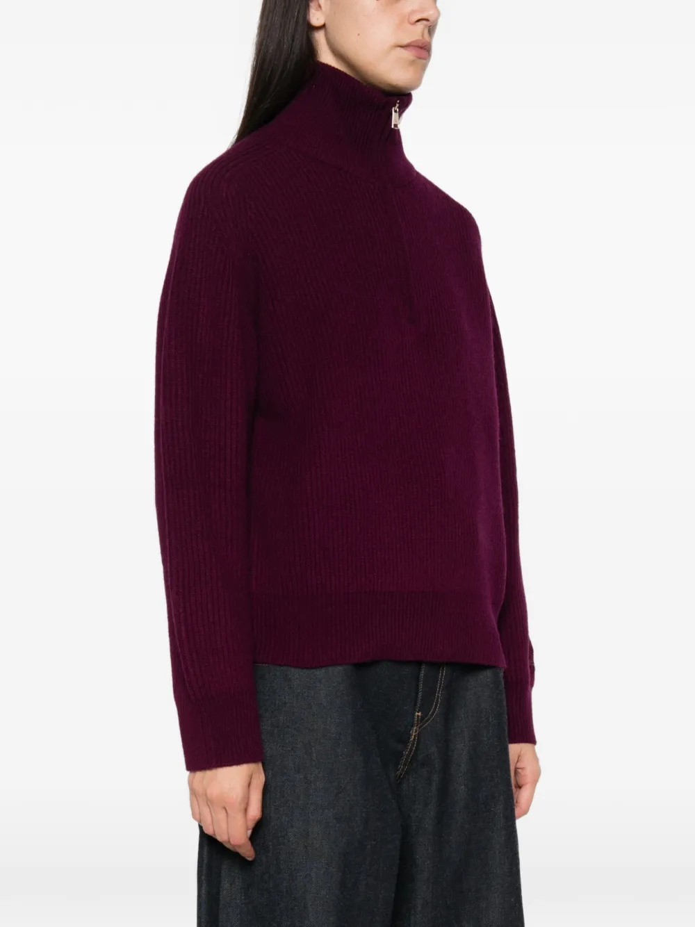 MC2 Saint Barth Isalyn ribbed-knit quarter-zip sweater Rood