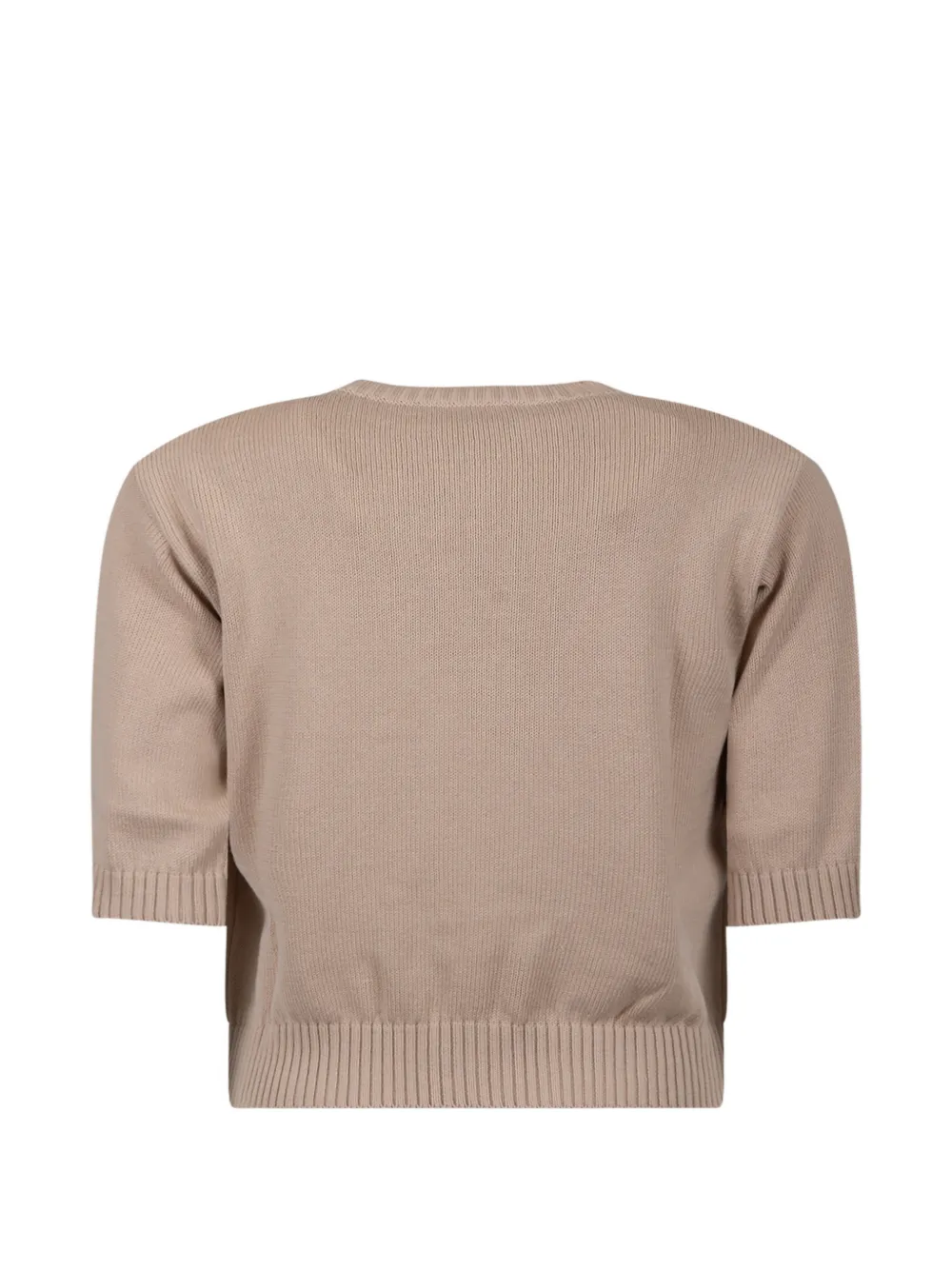 Weekend Max Mara Trui met bloemen intarsia en korte mouwen Beige