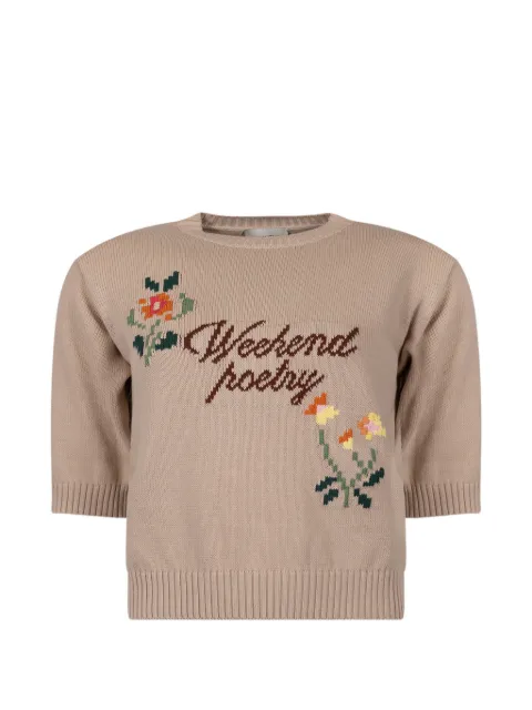 Weekend Max Mara floral-intarsia short-sleeve sweater