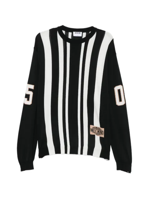 Moschino vertical-stripe logo-detail sweater