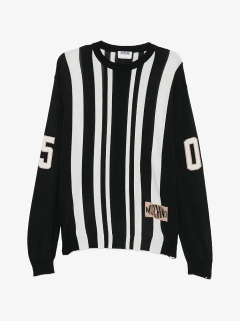 Moschino vertical-stripe logo-detail sweater