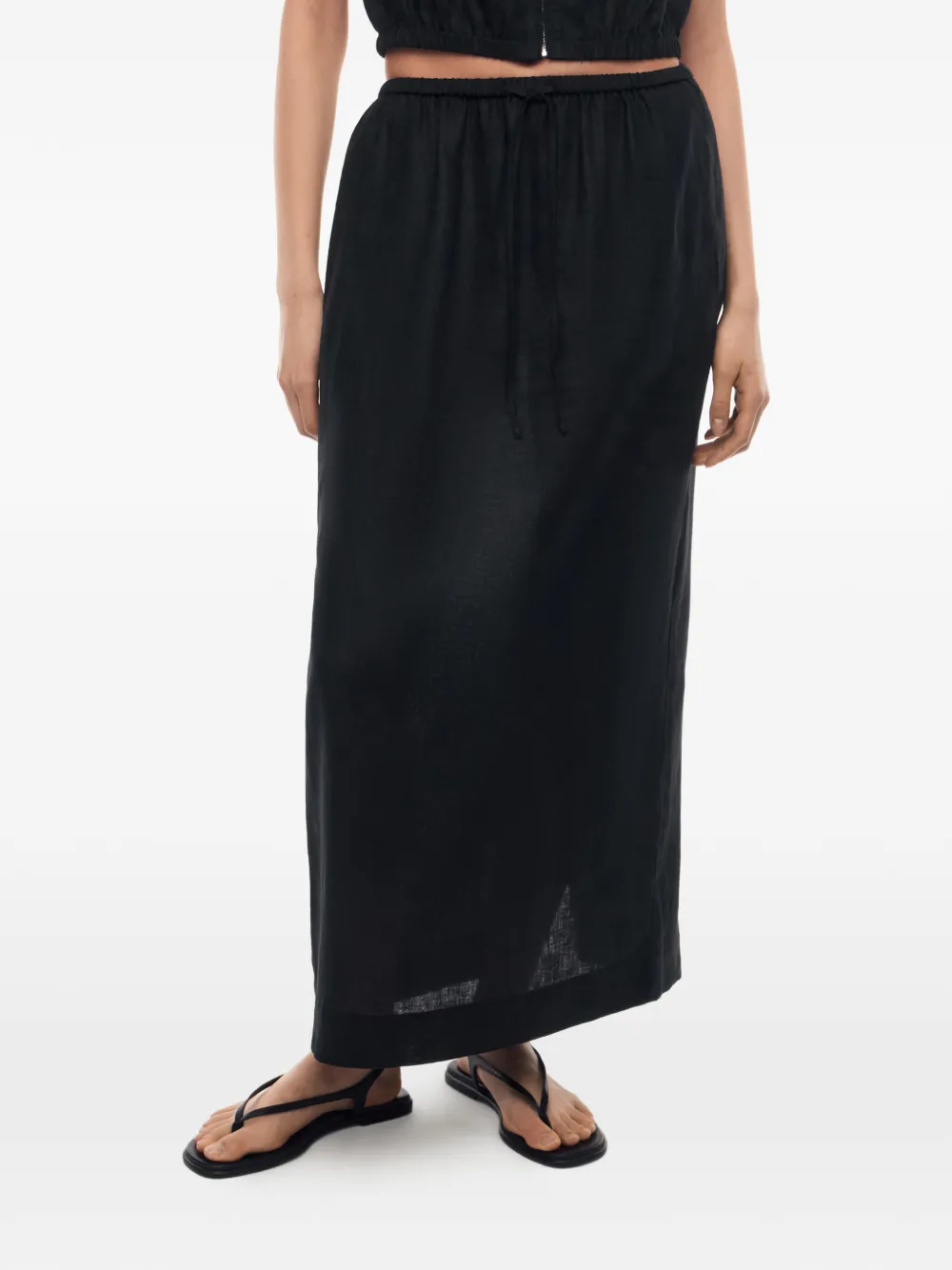 12 STOREEZ Bessette maxi-rok met trekkoord taille Zwart