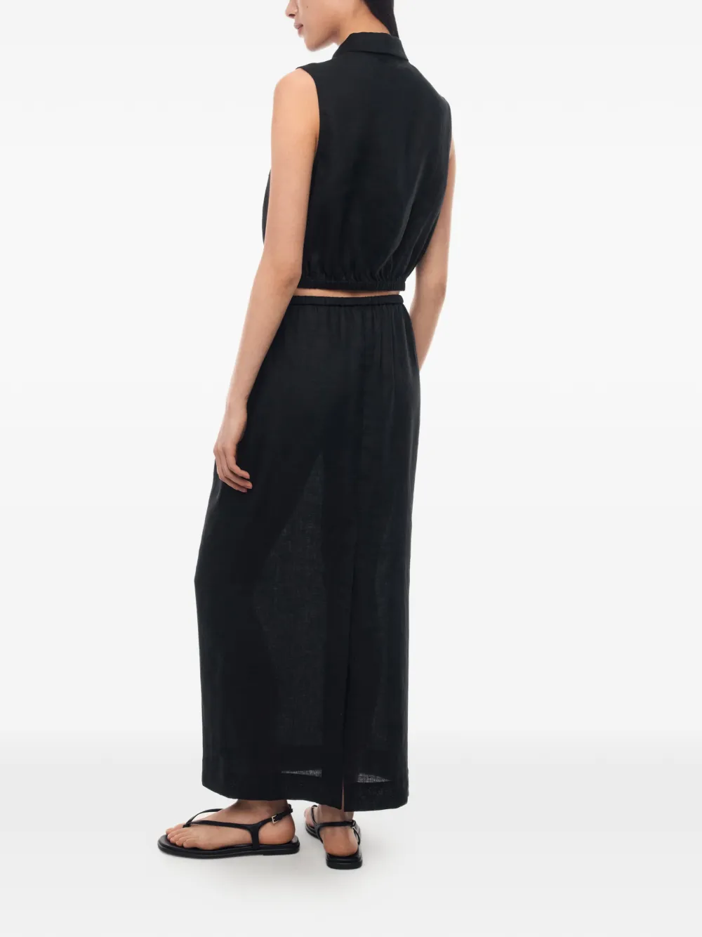 12 STOREEZ Bessette maxi-rok met trekkoord taille Zwart