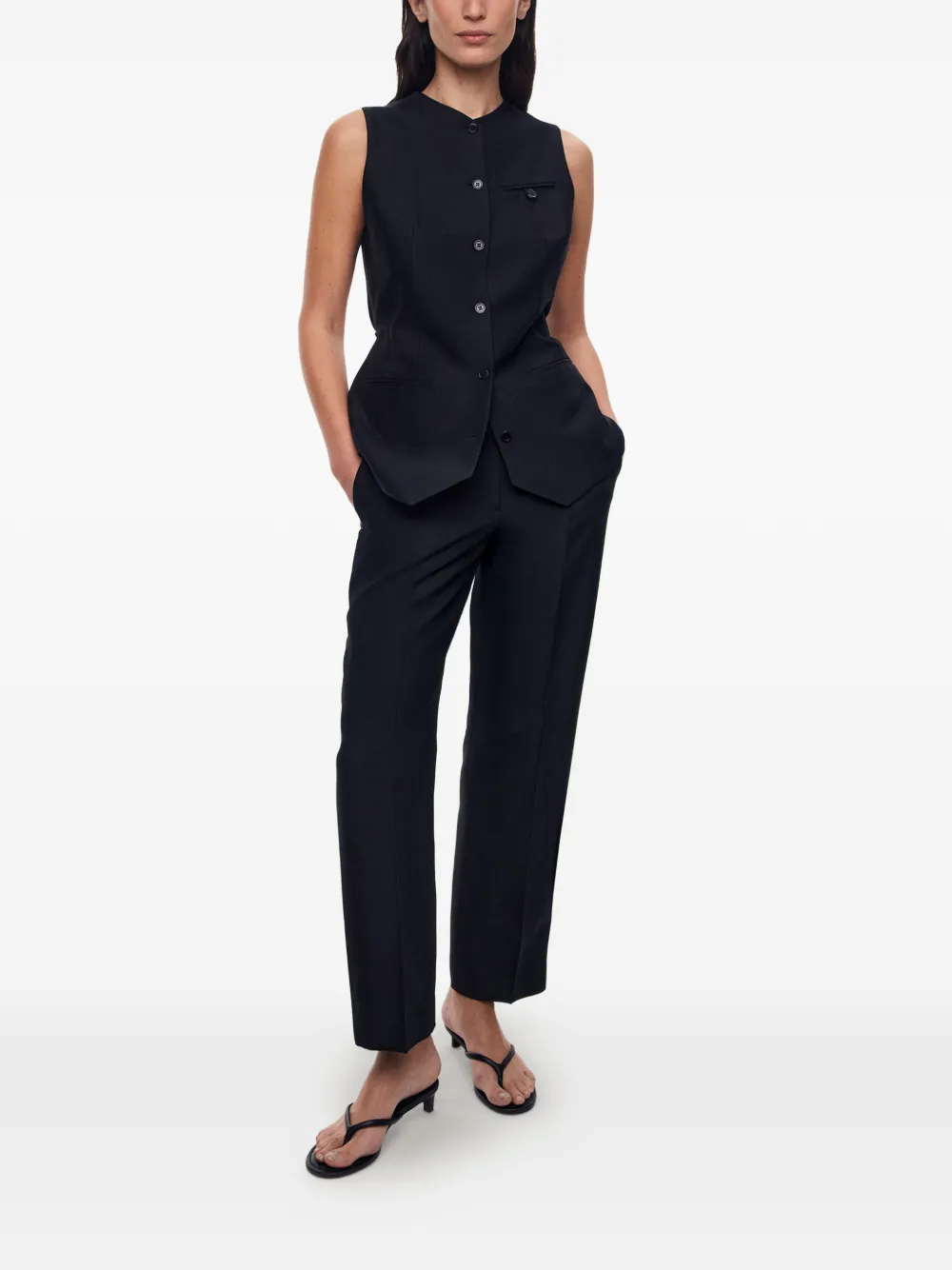 12 STOREEZ Rotunda button-up gilet Zwart