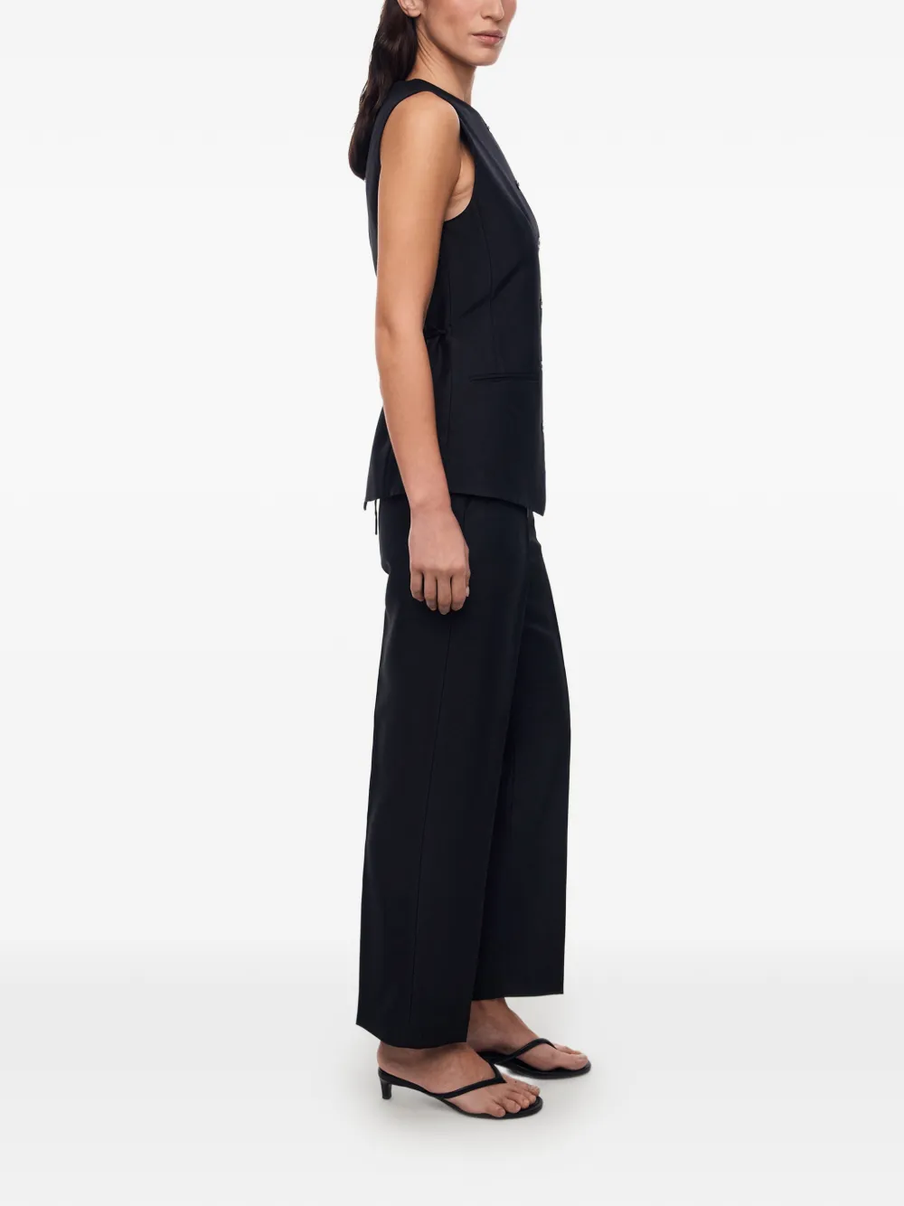 12 STOREEZ Rotunda button-up gilet Zwart
