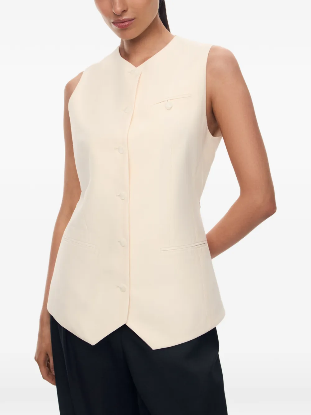 12 STOREEZ Rotunda button-up gilet Wit