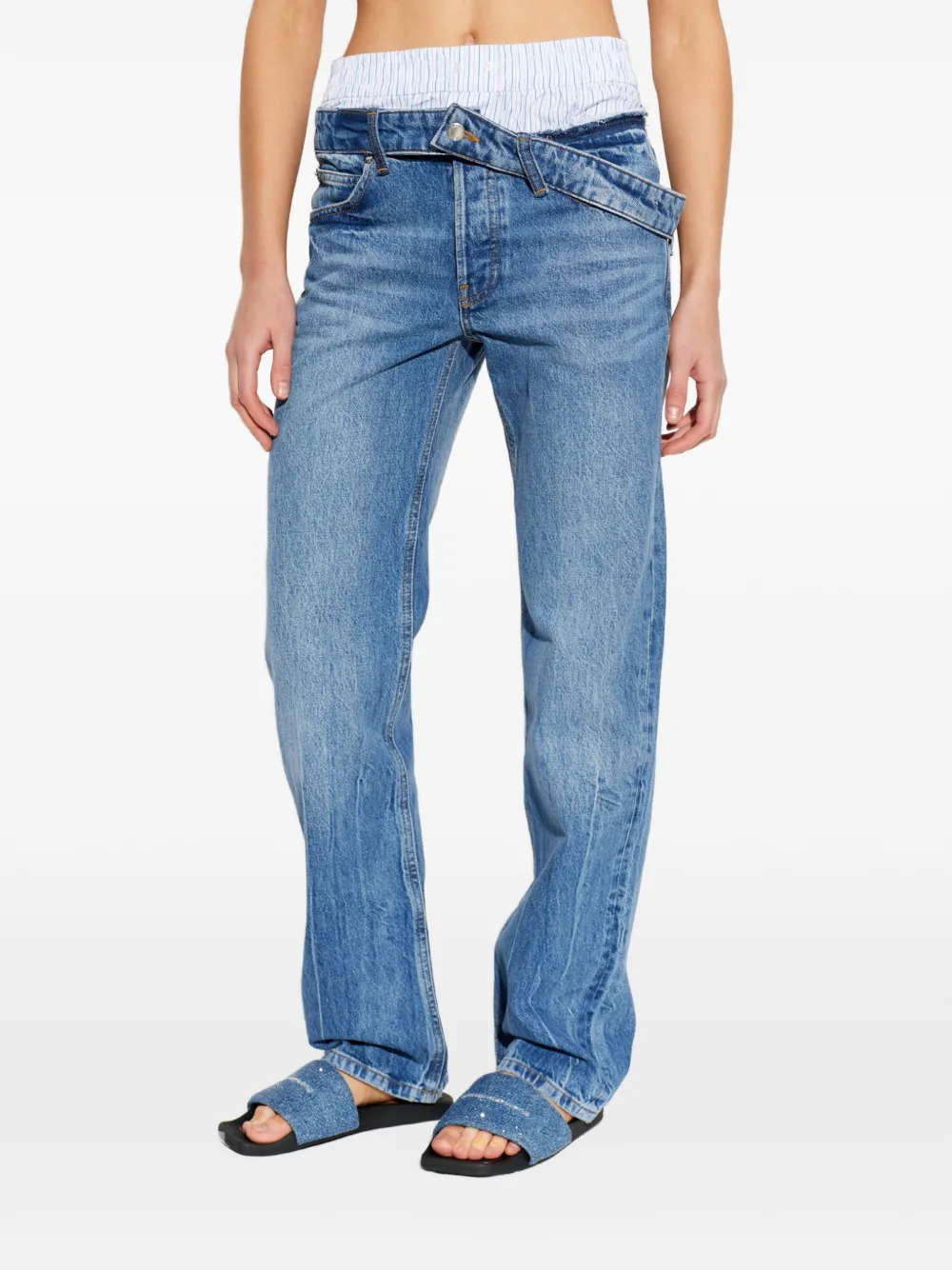 Alexander Wang Gelaagde jeans met omslag Blauw