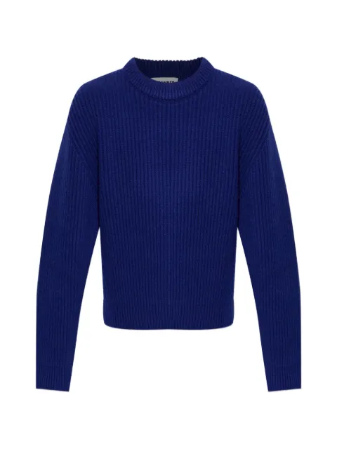 Jil Sander suéter tejido de canalé con cuello redondo