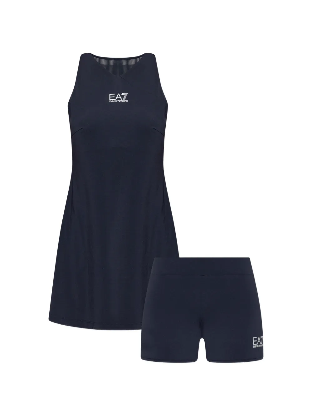 Ea7 Emporio Armani Ventus Racerback-Kleid mit Logo-Print - Blau