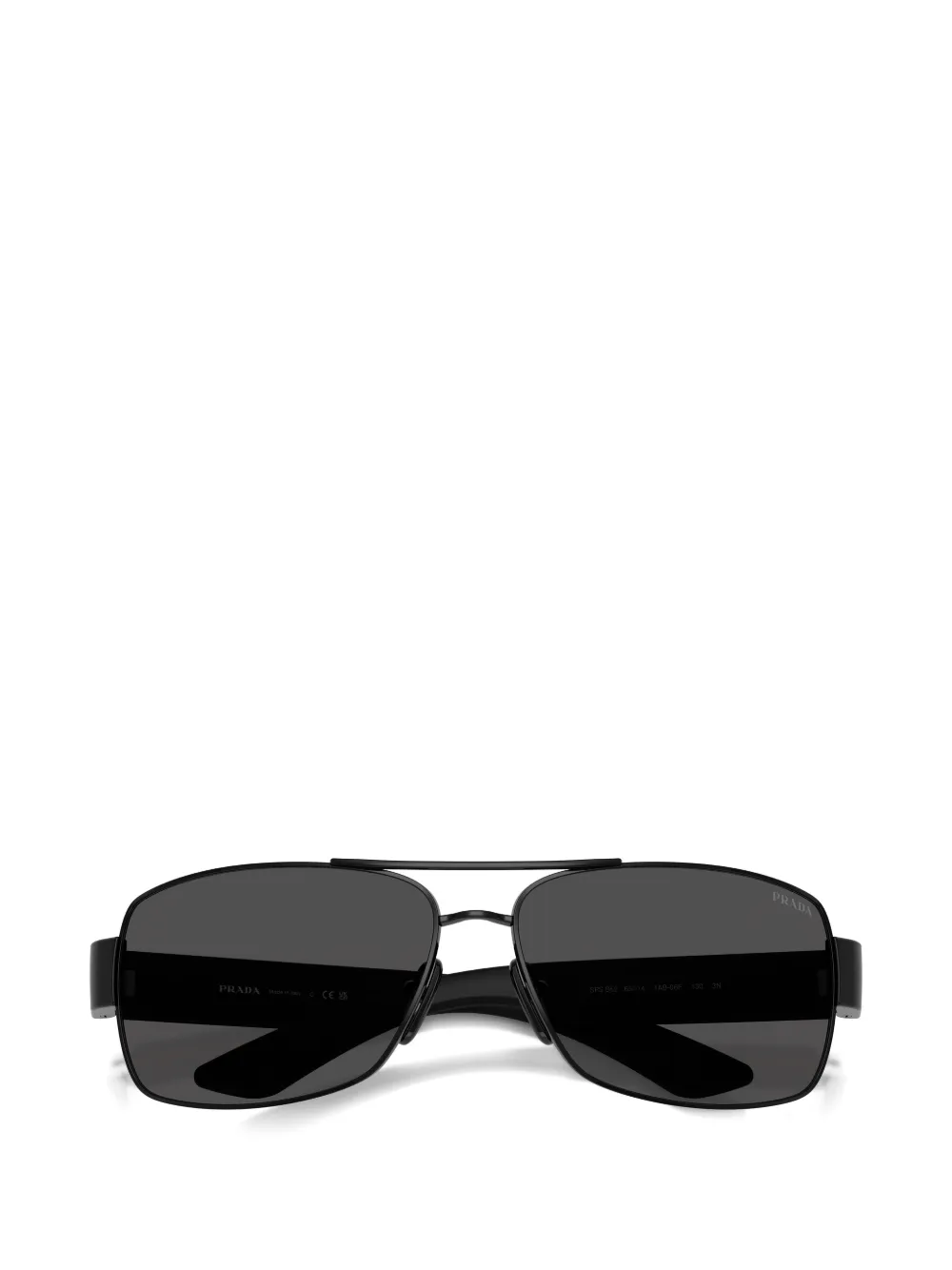 Prada Linea Rossa double-bridge rectangle-frame Sunglasses | Black
