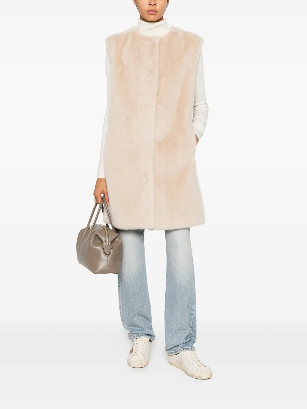 Herno Bodywarmer van imitatiebont Beige